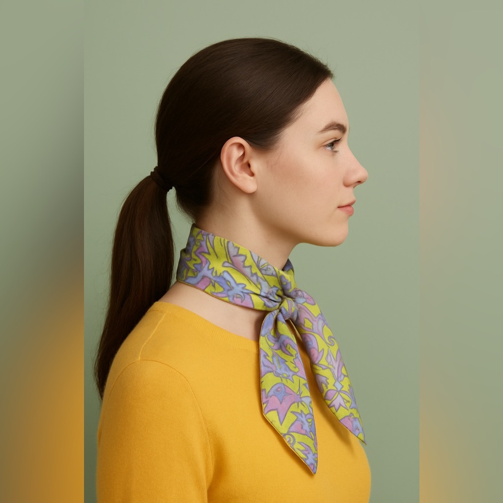 Vintage Multicolor Abstract Scarf 15X15